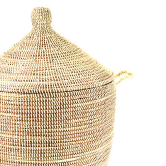 Handwoven Low Storage Basket – Monochrome Natural African Decor