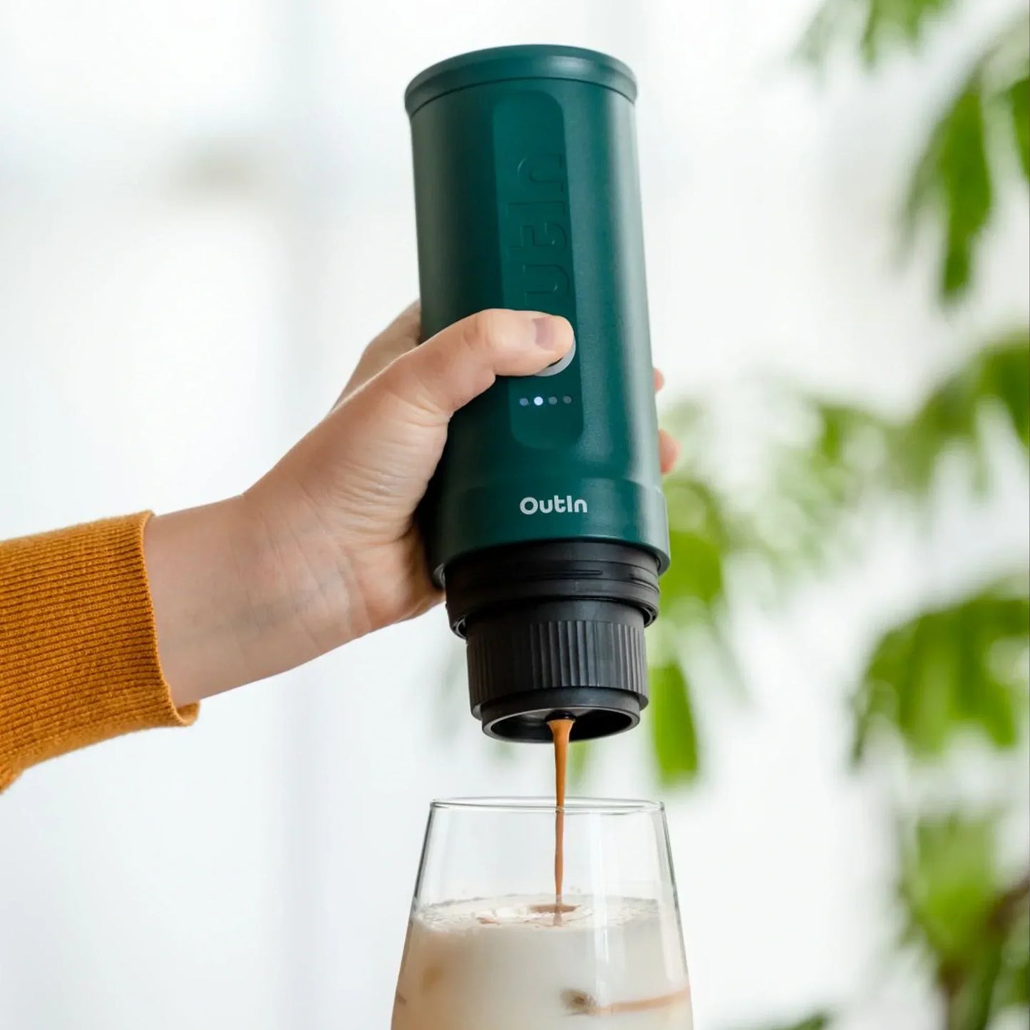 Nano Portable Espresso Machine OutIn Teal for Travel and Coffee Gifts