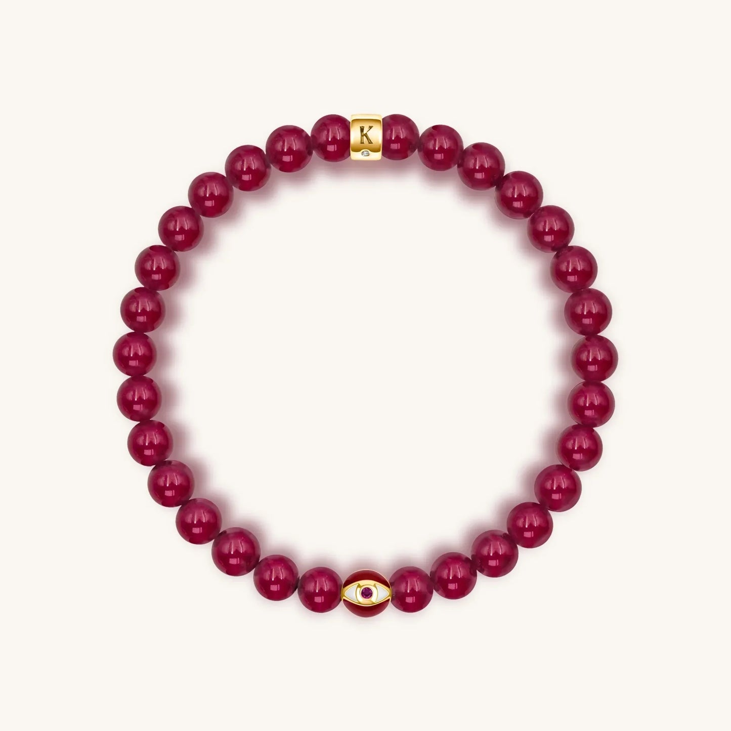 Conscious Motivation Ruby Agate July Birthstone Evil Eye Bracelet —