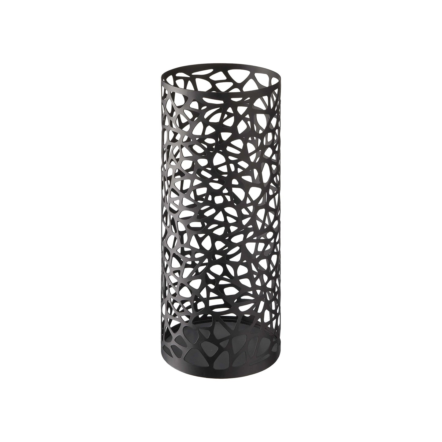 Round Powder-Coated Steel Umbrella Stand — White/Black