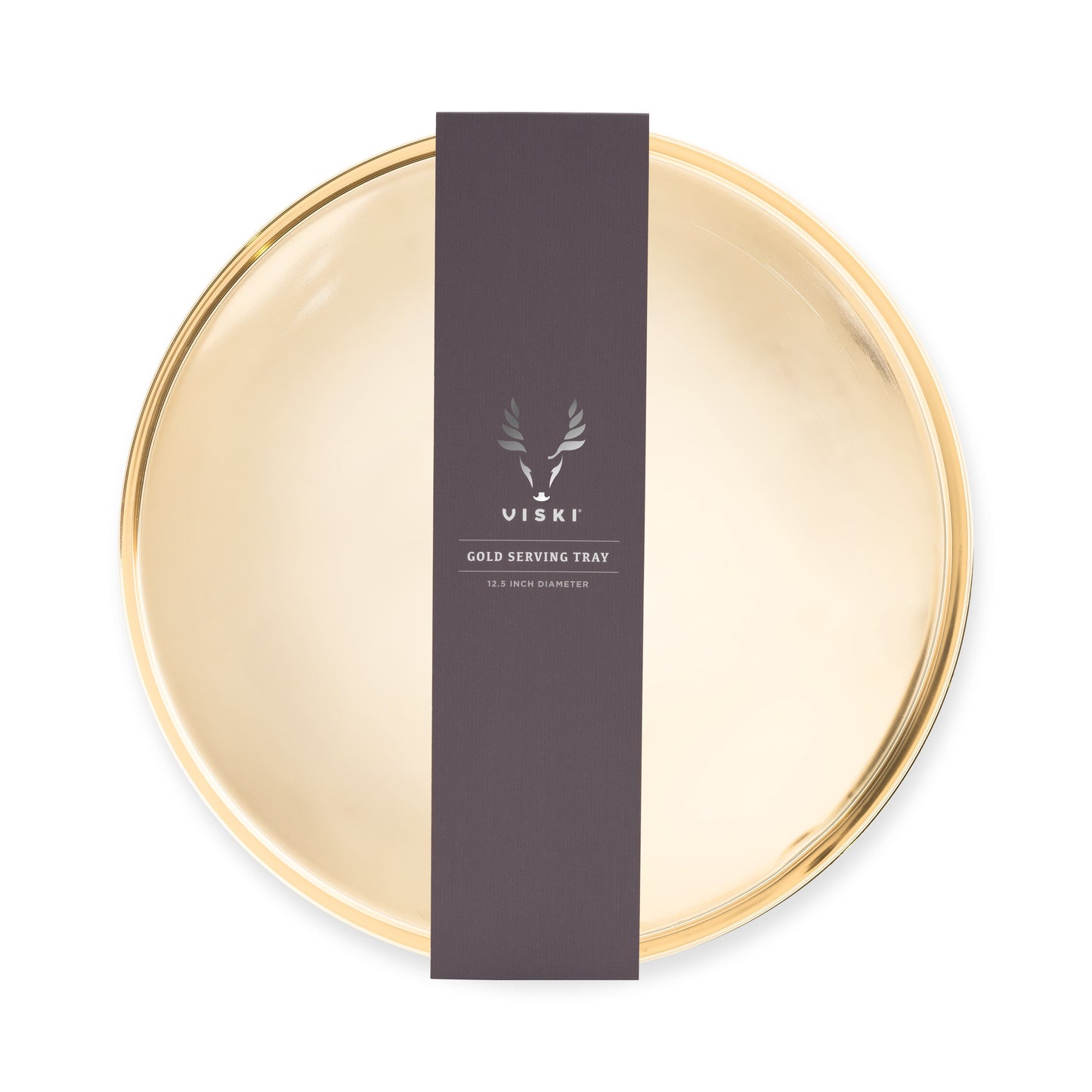 Round Gold Serving Tray 12.5 Inch Polished Stainless Steel Entertaining