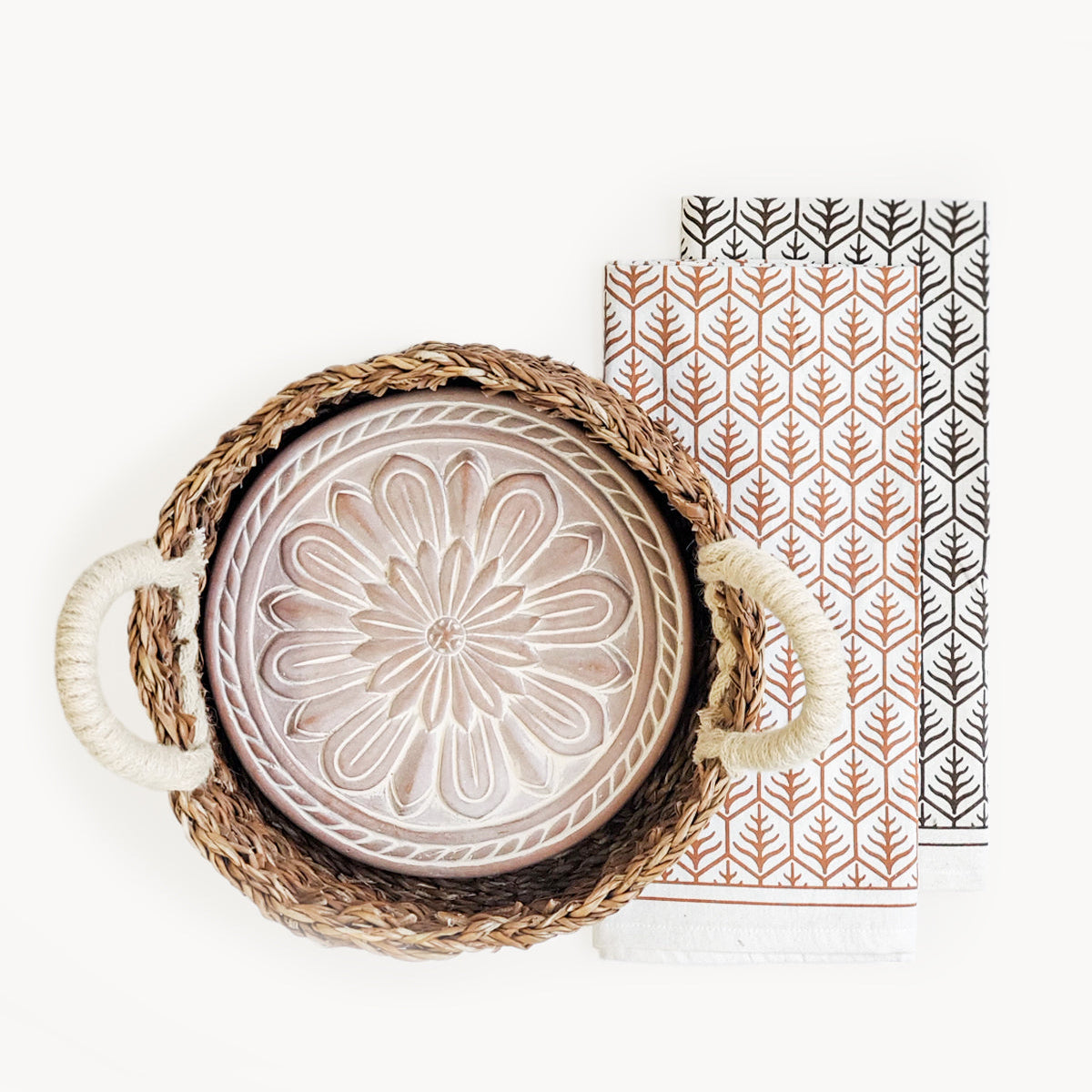 Rustic Vintage Flower Bread Warmer Gift Set with Towel