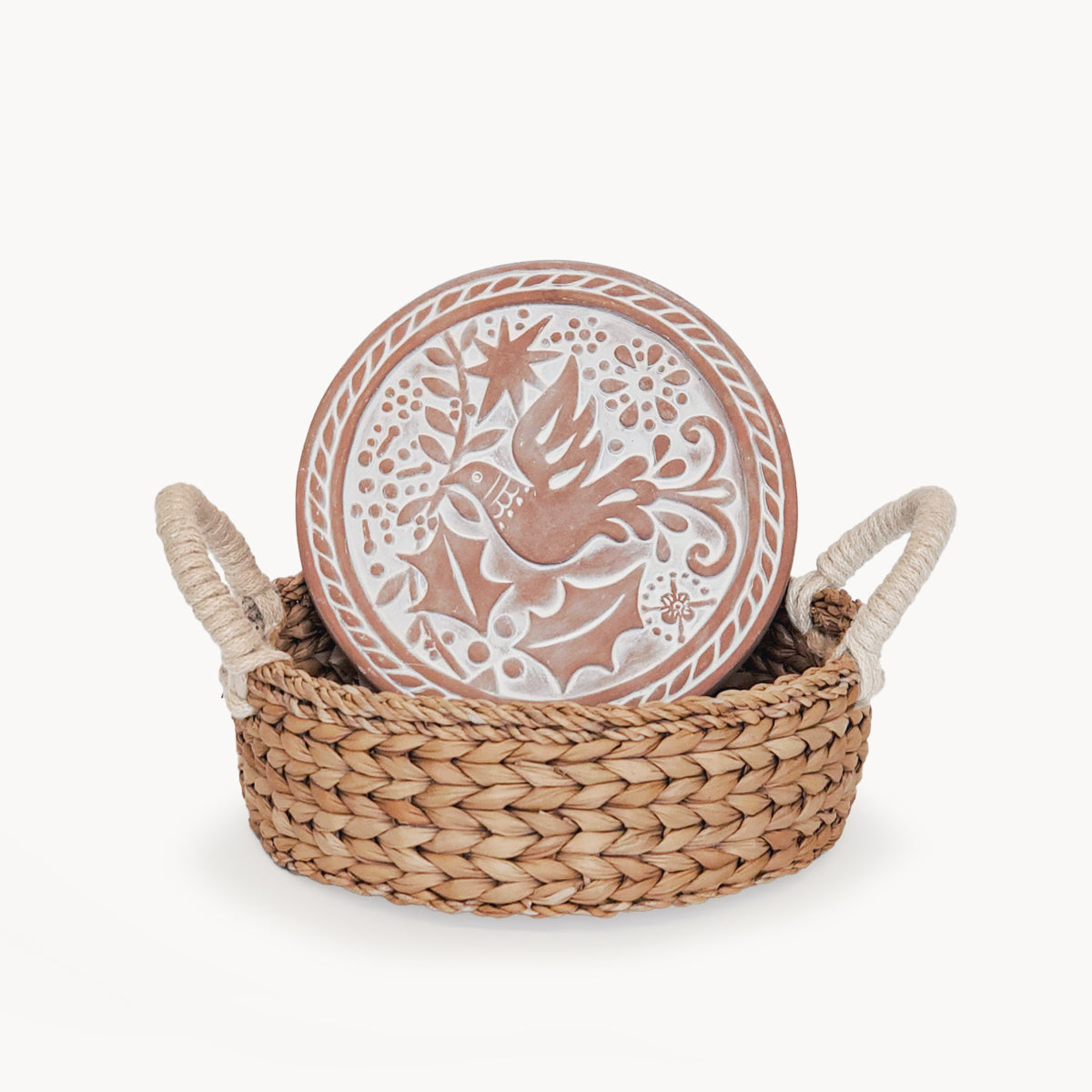 Bird Round Bread Warmer & Seagrass Basket