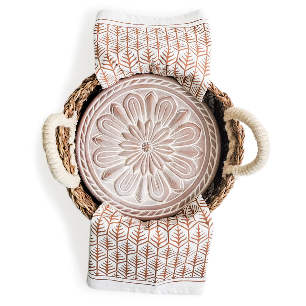 Rustic Vintage Flower Bread Warmer Gift Set with Towel