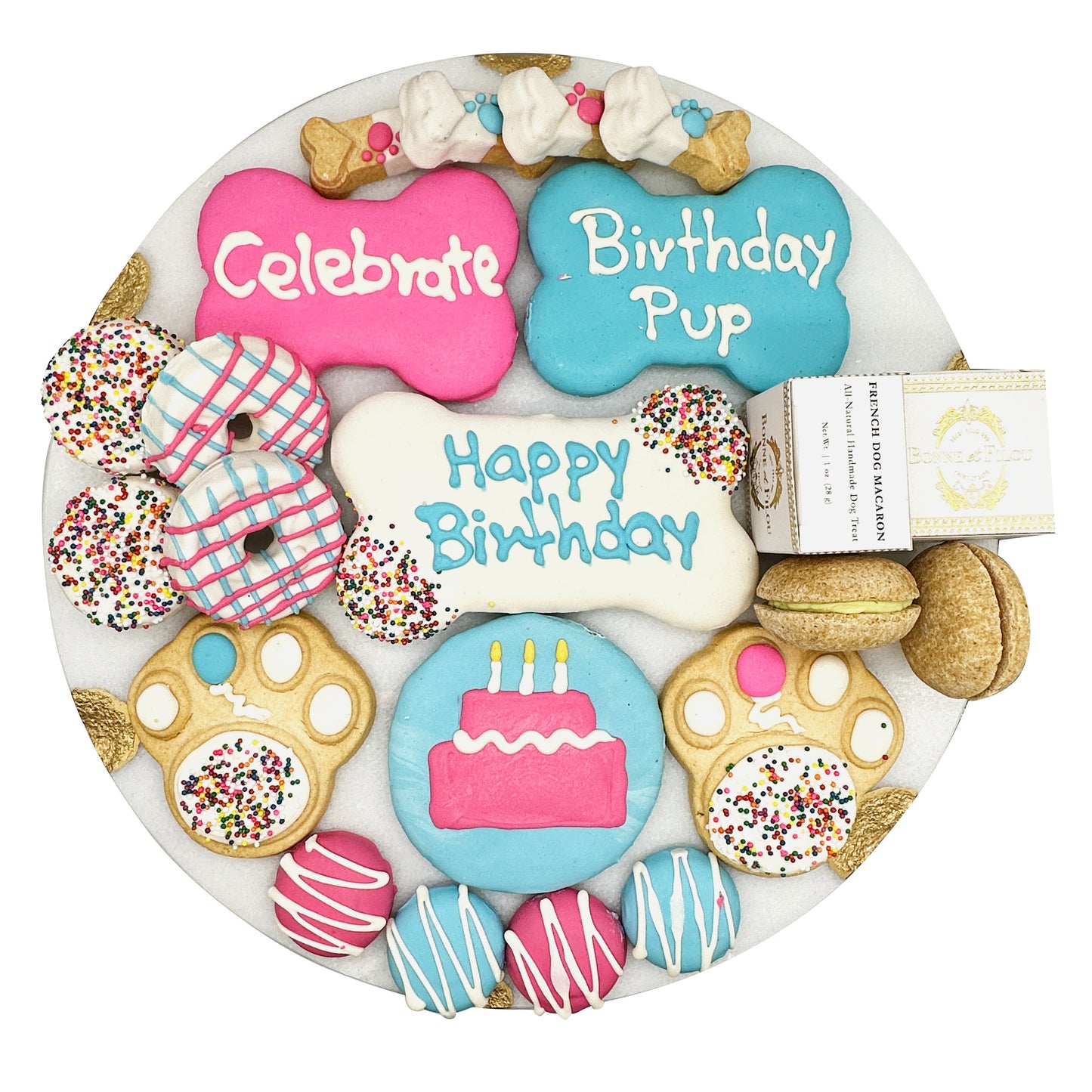 Luxury Happy Birthday Dog Treat Box with 20 Gourmet Treats