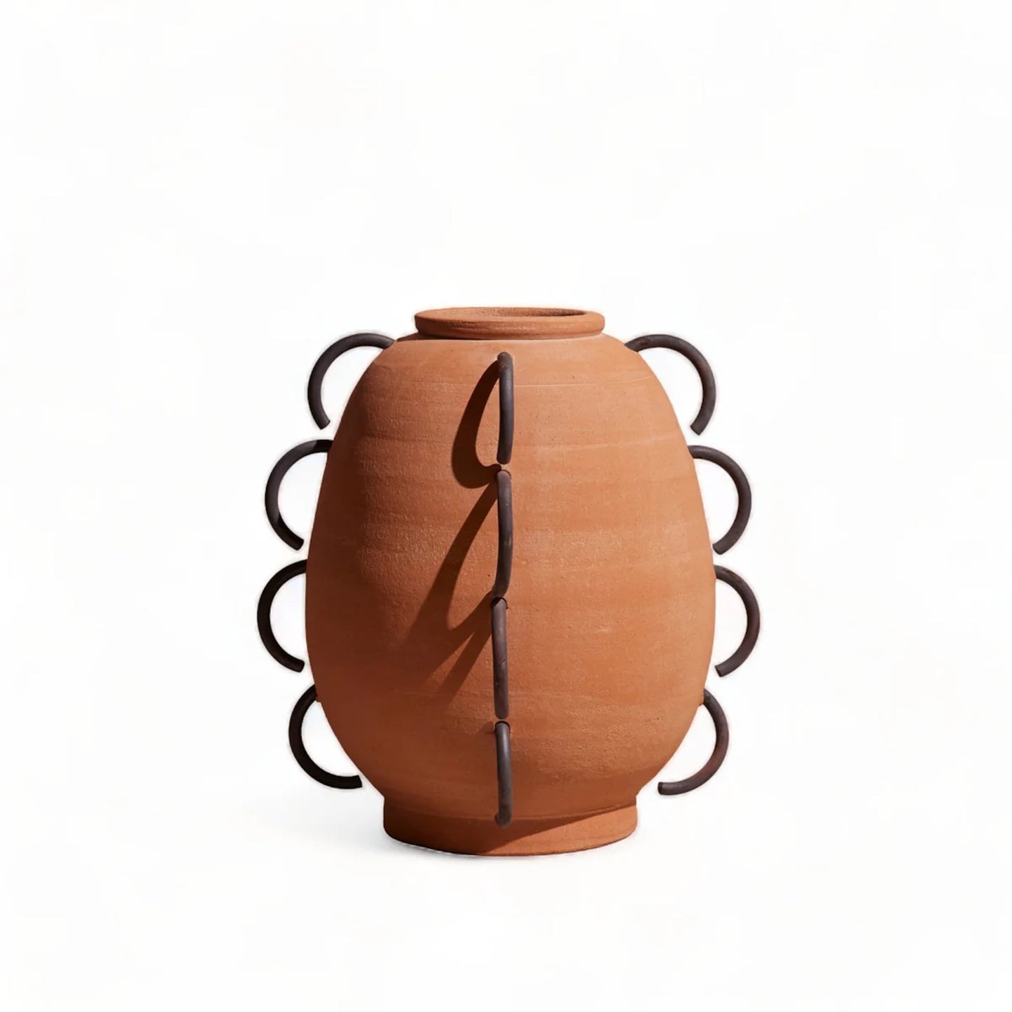 Ella Terracotta Scalloped Vessel – Handcrafted Decorative Accent