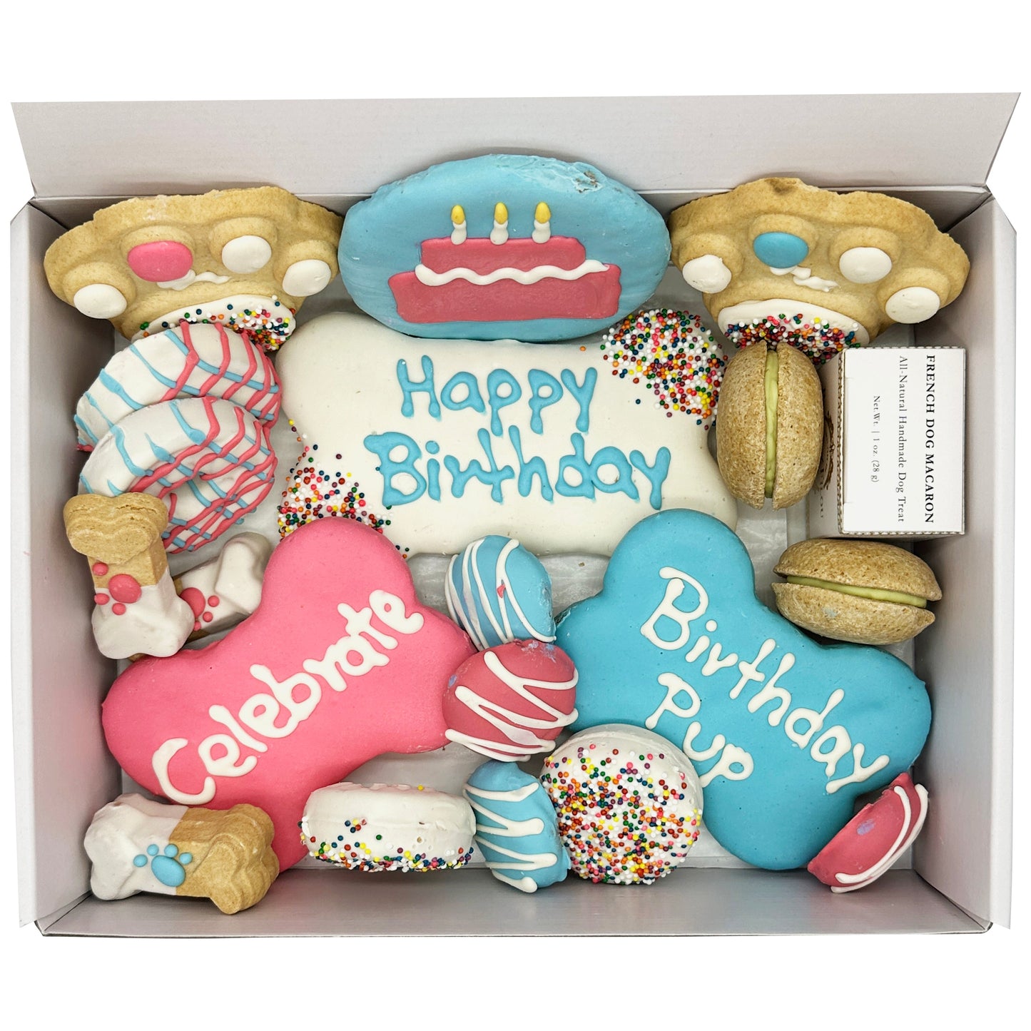 Luxury Happy Birthday Dog Treat Box with 20 Gourmet Treats