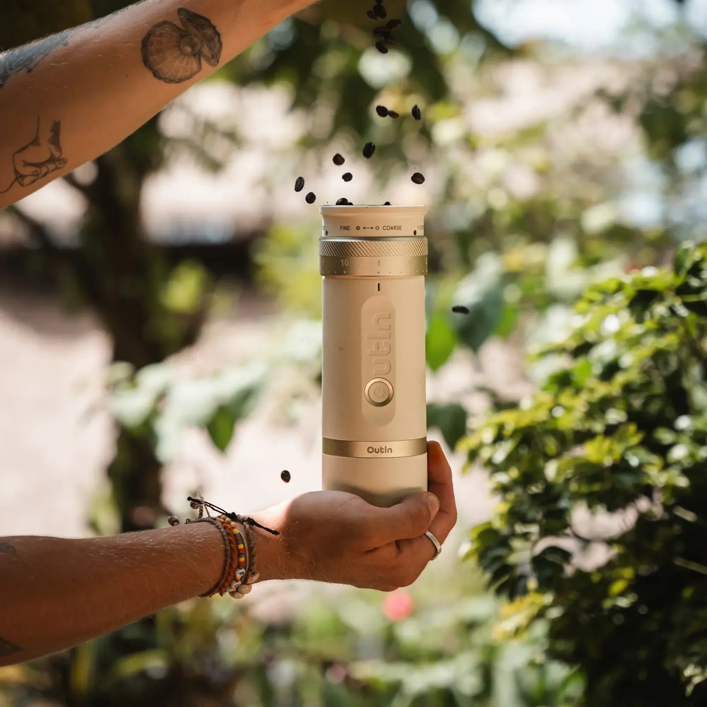 OutIn Fino Electric Coffee Grinder for Commuters Portable Rechargeable