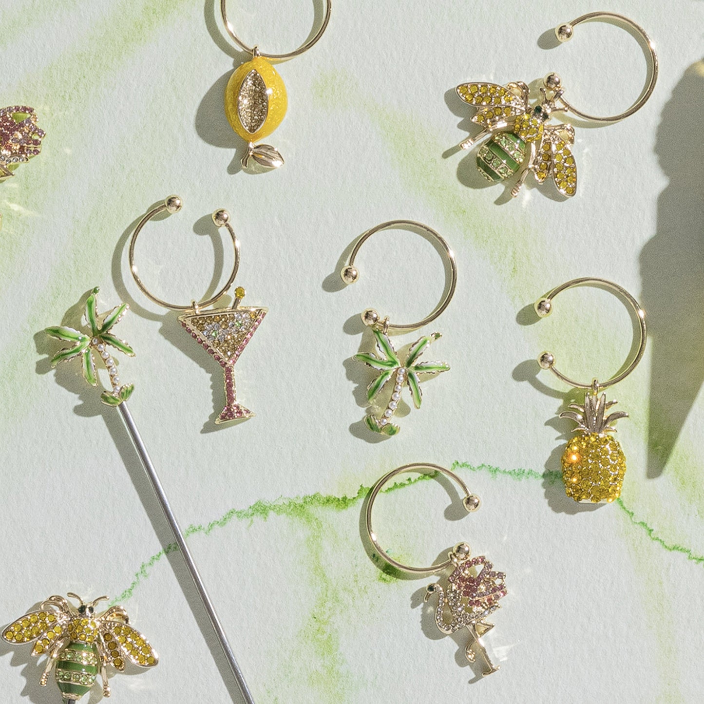 Tropical Cocktail Picks Palm Pineapple Flamingo Stripey Bee Gift Ideas