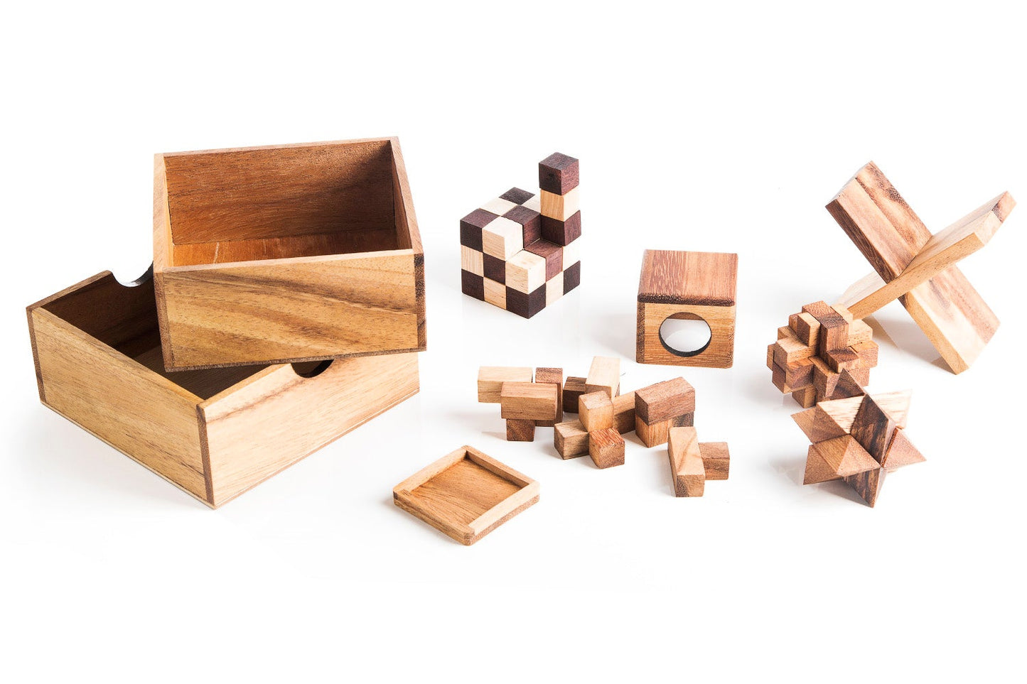 Five Mechanical Puzzle Set — Wooden Gift Box for Adults