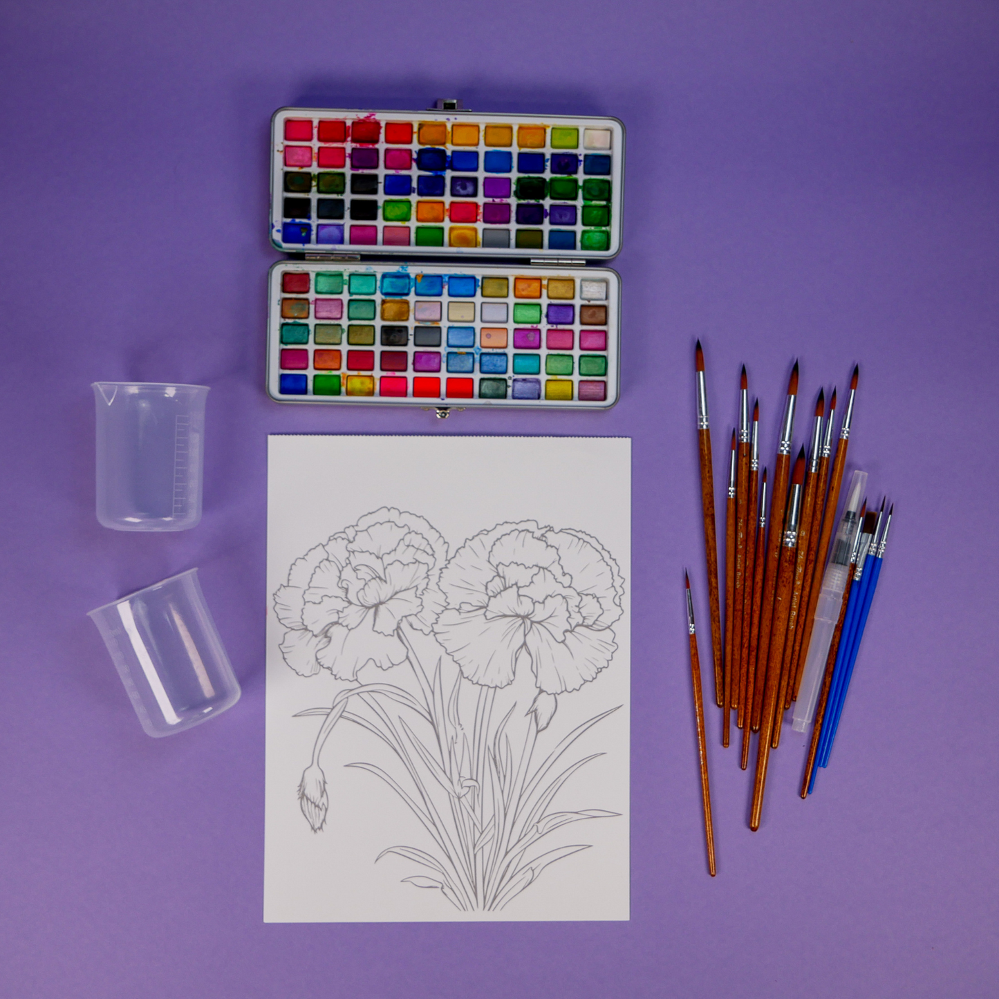 Watercolor Workbook Kit with Brushes, Paints, and Guided Practice Pack