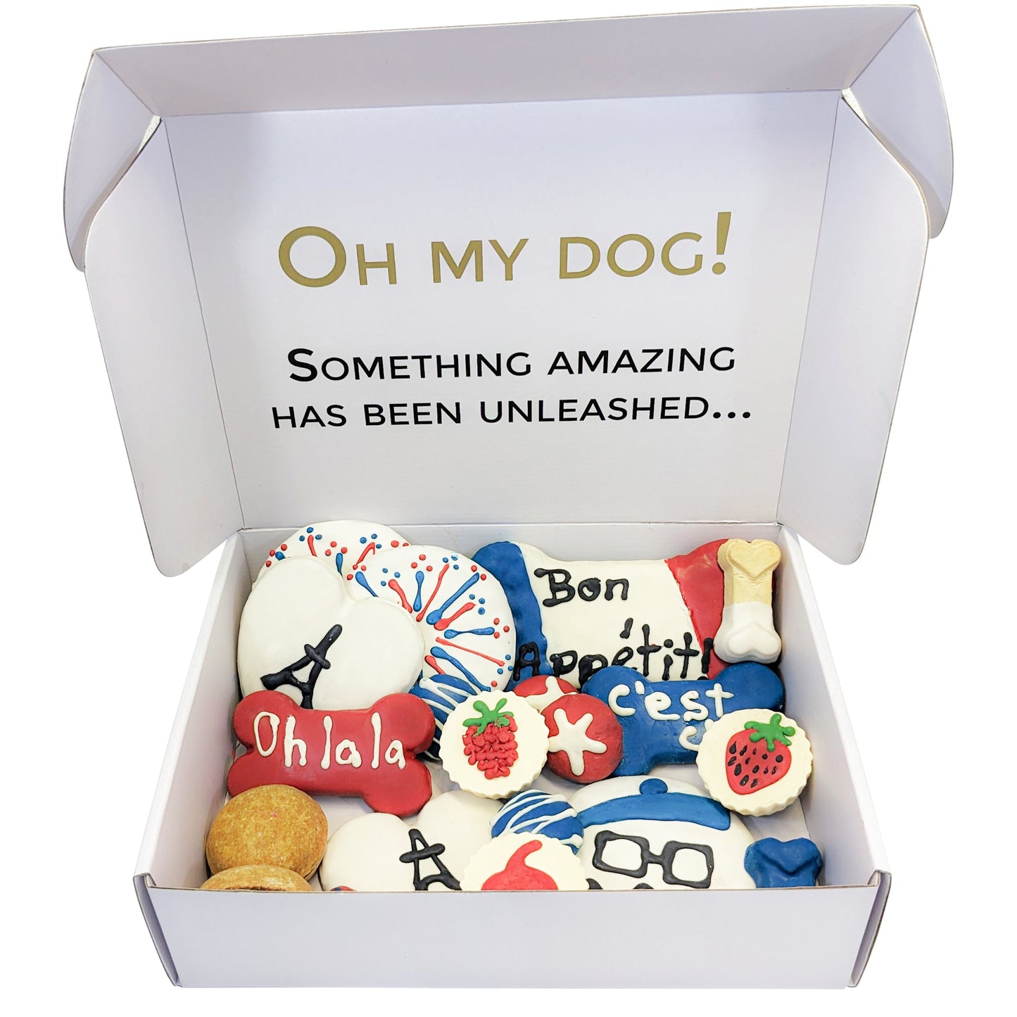 French Themed Gourmet Dog Treat Gift Box – 21 Luxury Snacks