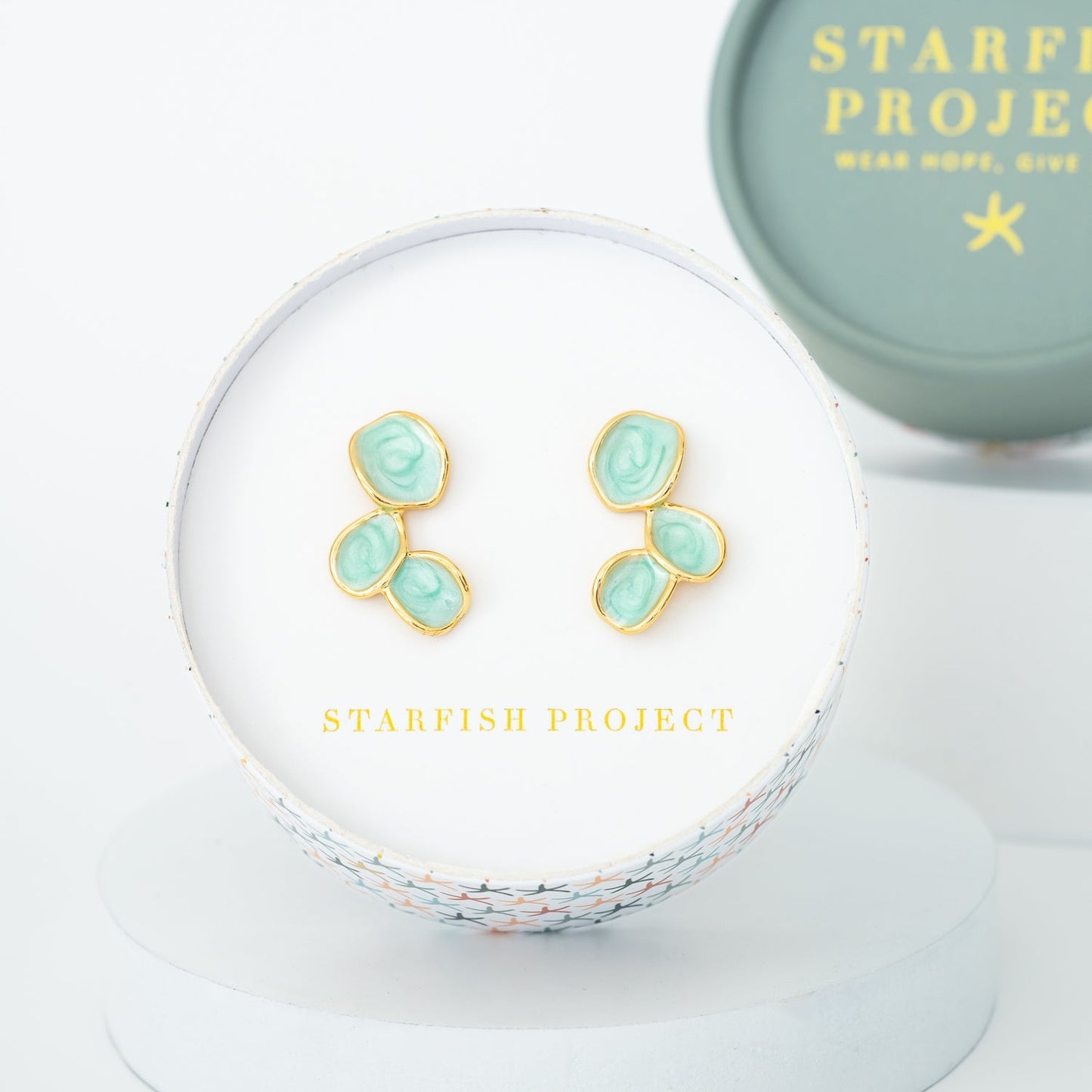 Hope Echo Enamel Earrings in Mint — 14K Gold-Plated