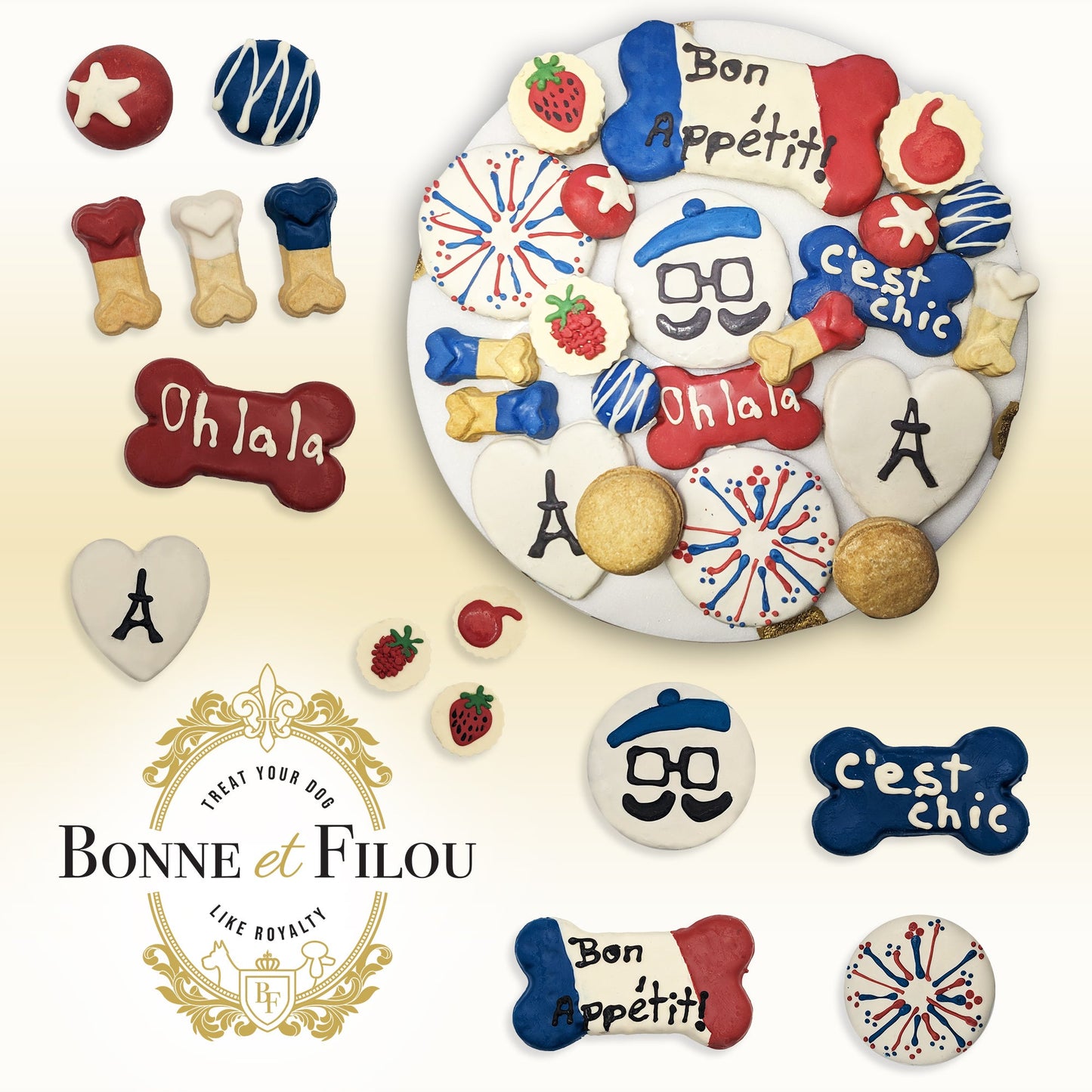 French Themed Gourmet Dog Treat Gift Box – 21 Luxury Snacks