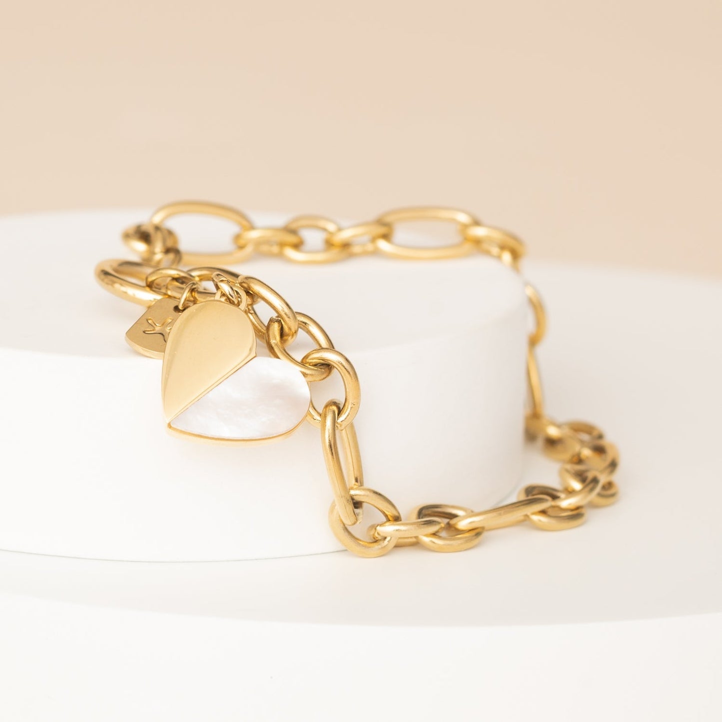 Give Hope Bracelet in Gold — Mother-of-Pearl Heart Toggle, Gift Boxed.