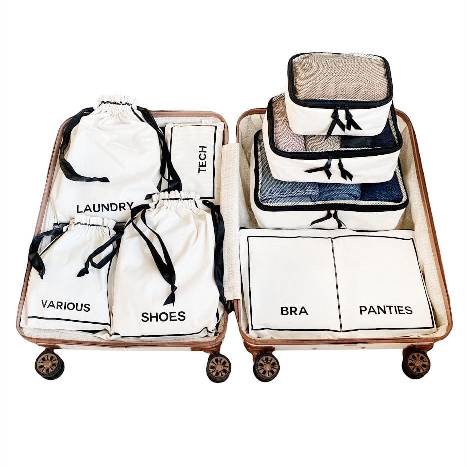 BA Travel Set — Cream 8-Pack Cotton Packing Organizer Bags