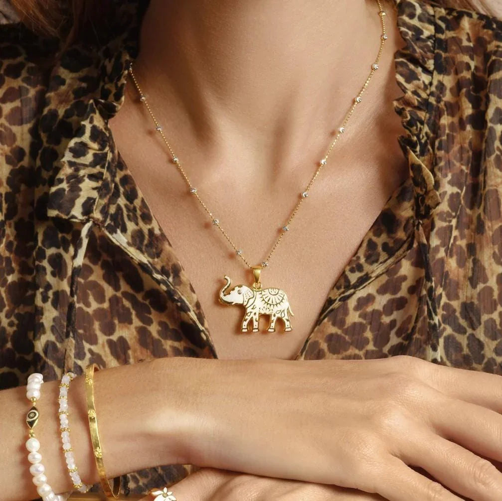 Infinite Wisdom Gold-Plated Elephant Pendant Necklace — 925 Sterling