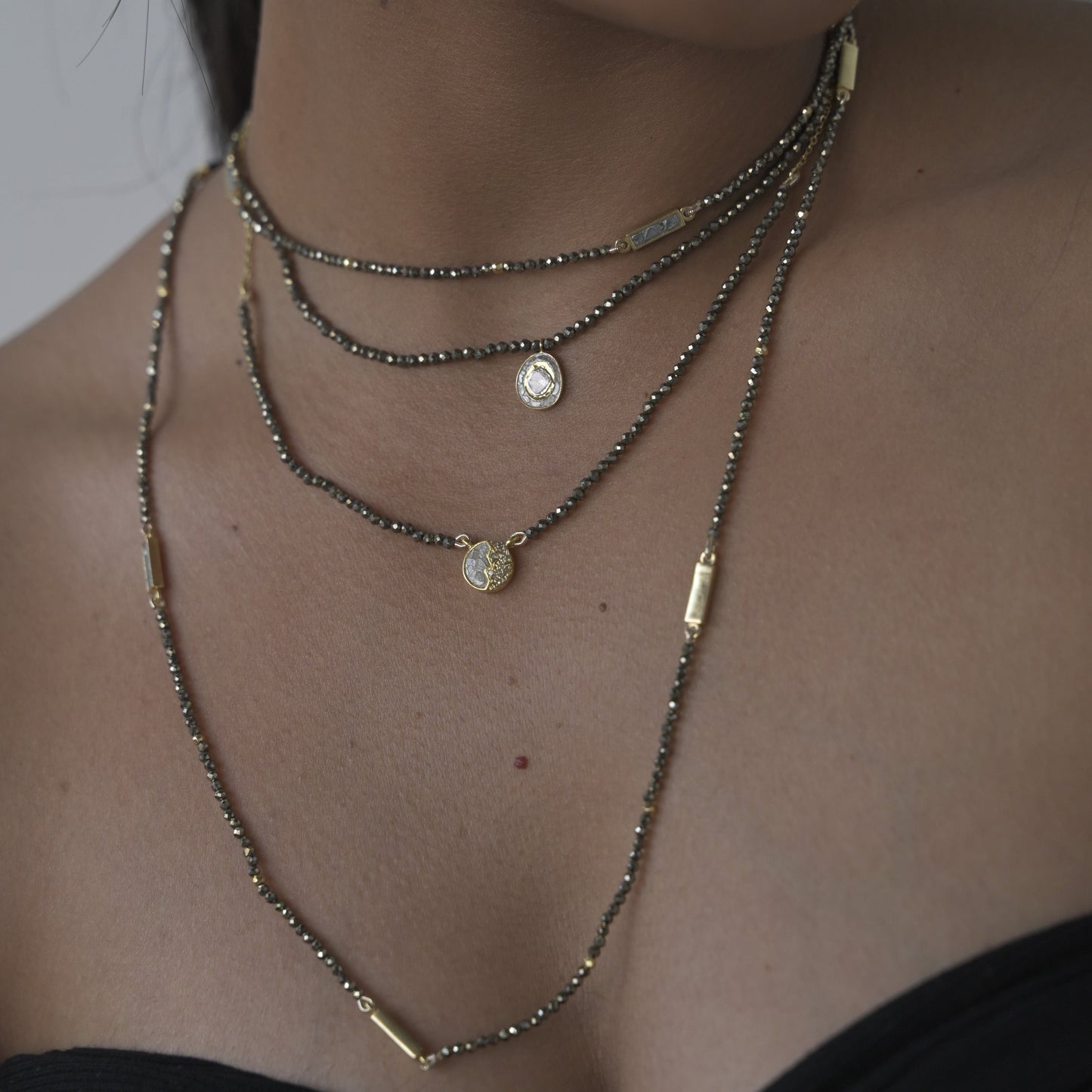 Raina Gold Vermeil Pendant Necklace with Raw Diamonds