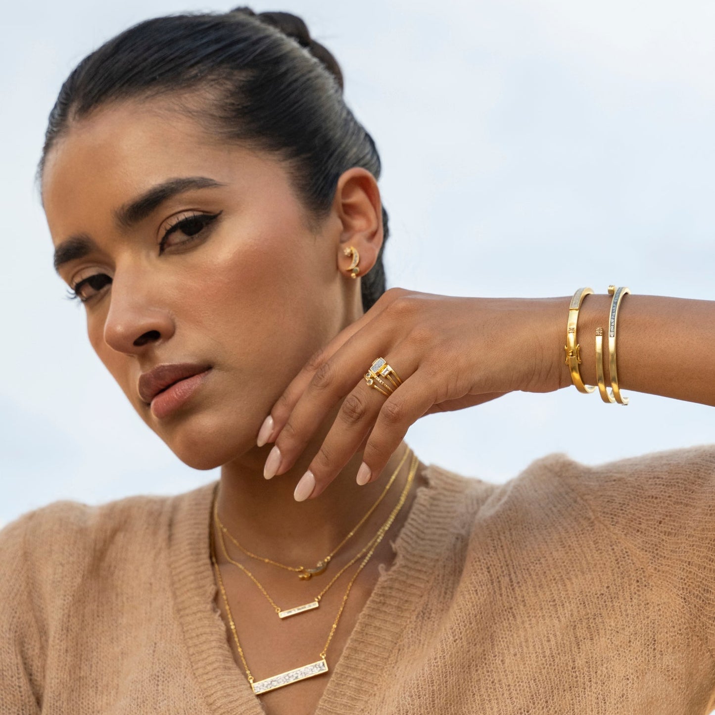 Rosera Gold Vermeil Pendant Necklace with Raw Diamonds