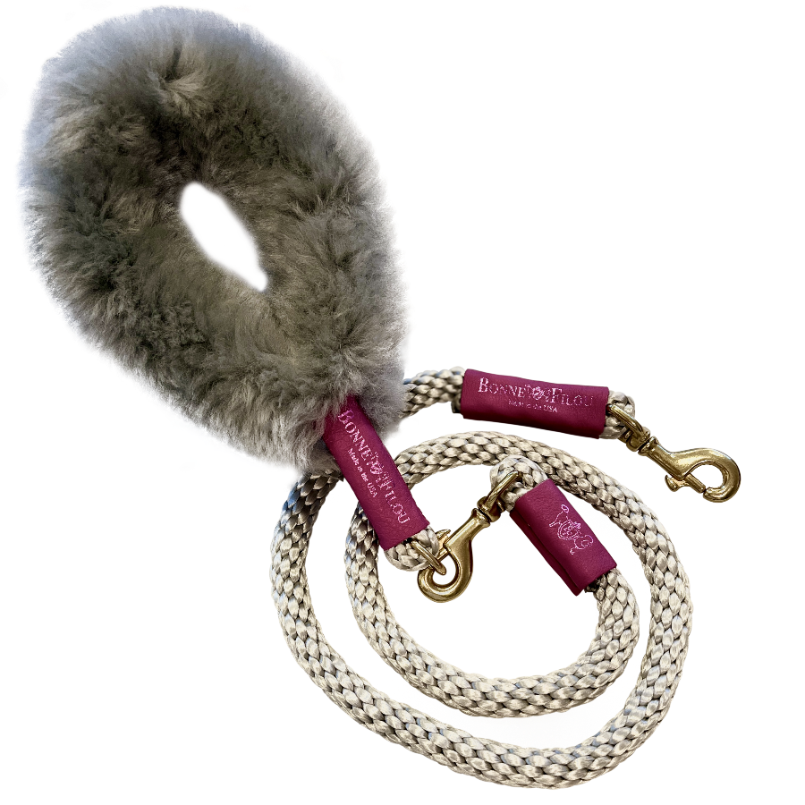 Luxury Shearling Grip + Durable Rope Dog Leash Bundle – 5ft