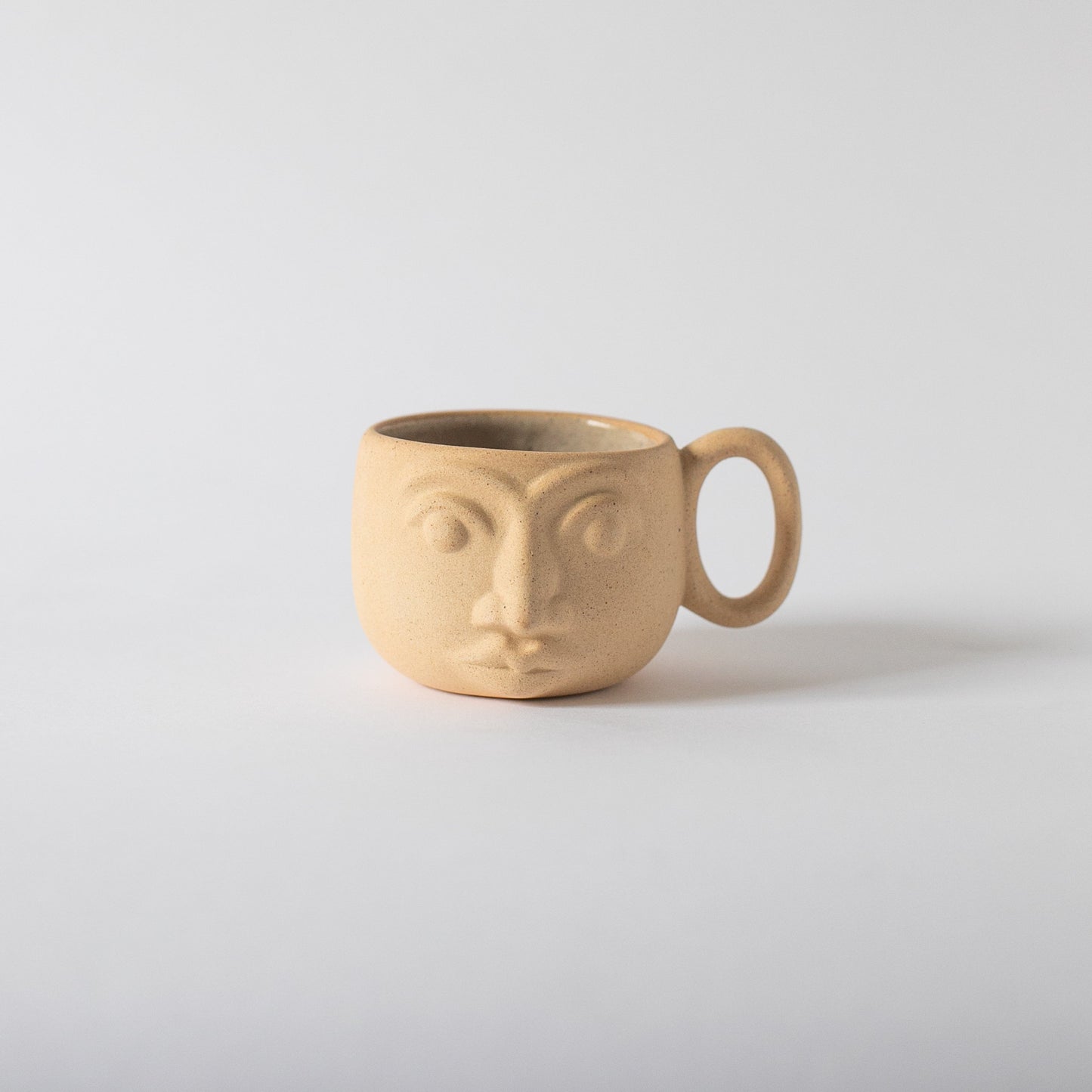 Handcrafted Ceramic Face Mug – Artisan Earth-Tone Coffee Cup