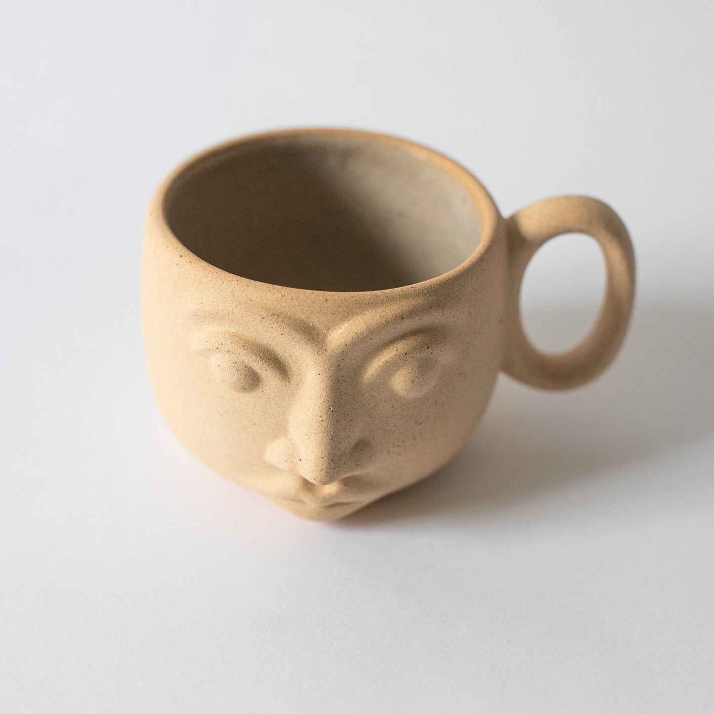 Handcrafted Ceramic Face Mug – Artisan Earth-Tone Coffee Cup
