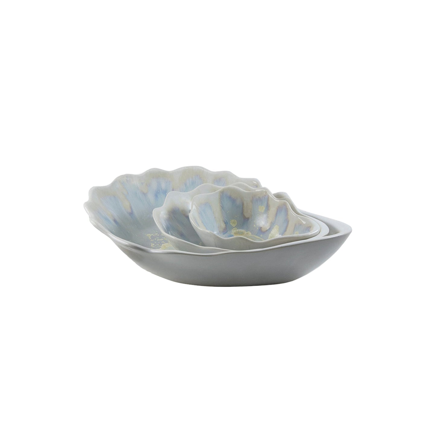 Handmade Pearl Nesting Bowls with Abalone Sea Hues