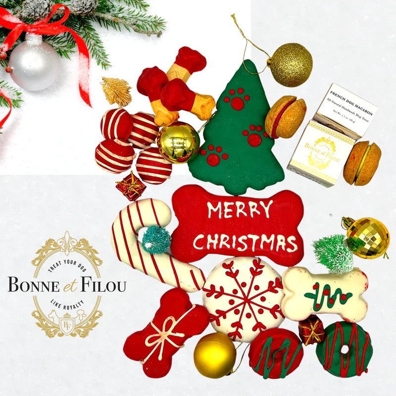 Luxury Christmas Dog Treat Gift Box – 18 Gourmet Holiday Snacks
