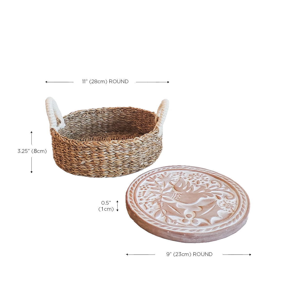 Bird Round Bread Warmer & Seagrass Basket