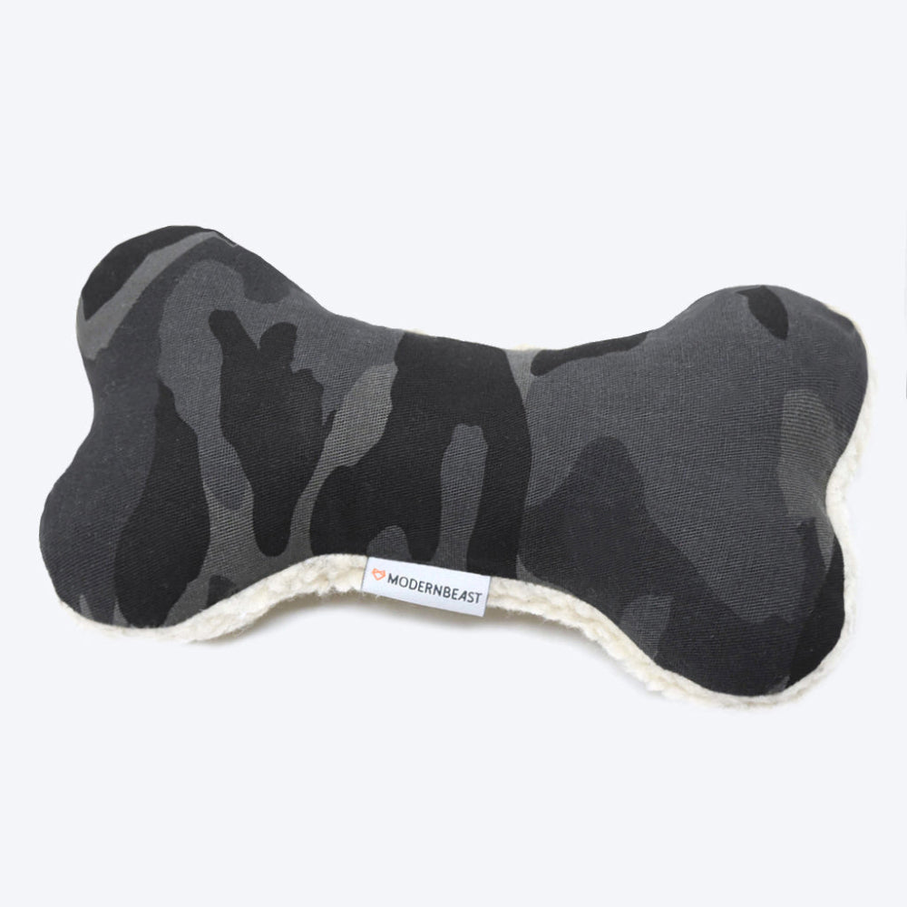 Durable Camo Bone Dog Toy with Squeaker for Outdoor Fun