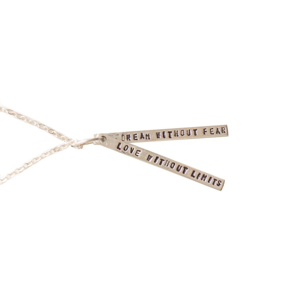 Dream Without Fear Hand-Stamped Bar Quote Necklace Gift