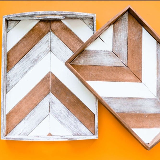 Chevron Wood Tray Craft Kit for Rustic Home Decor and Serving Gift DIY