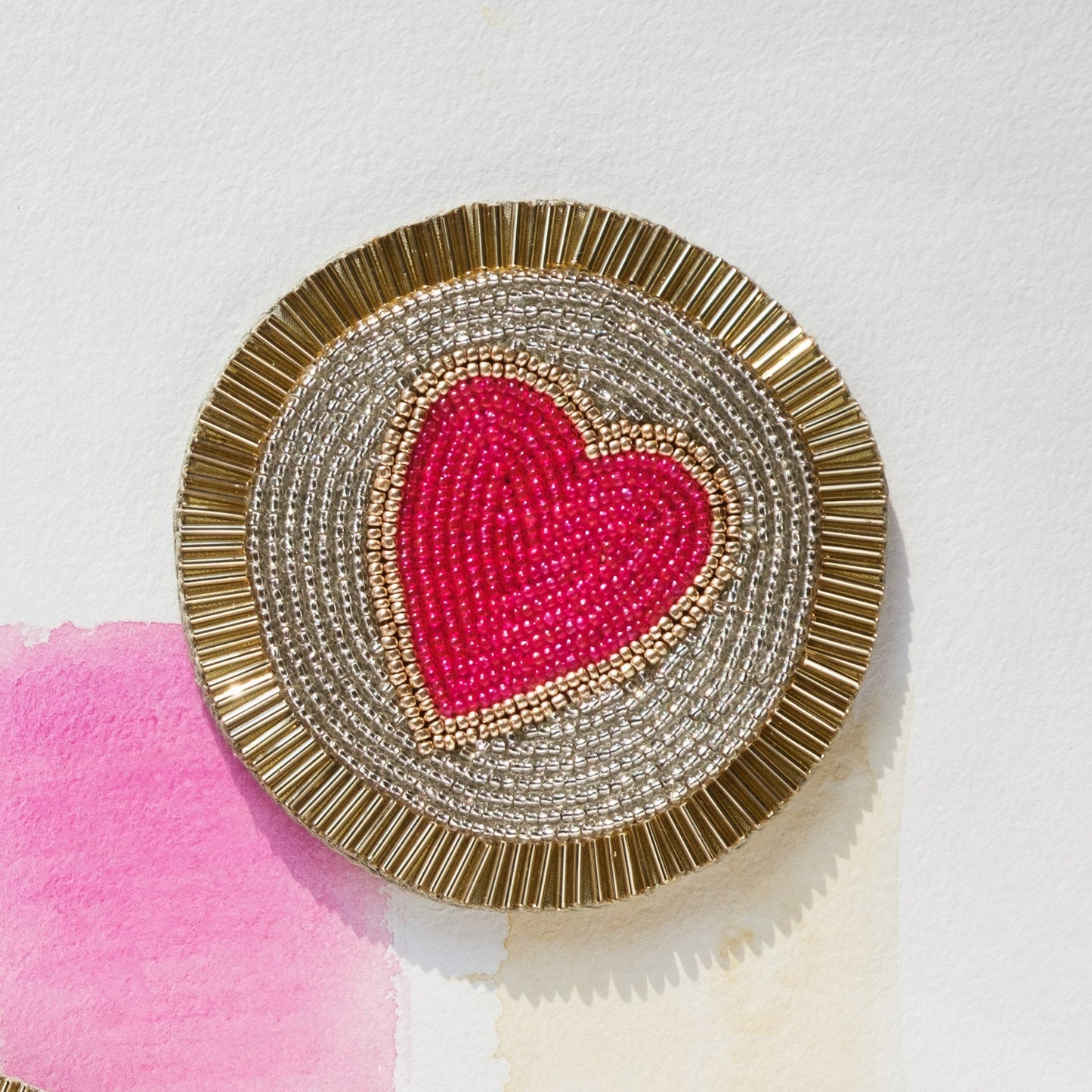 Hand-Beaded Heart Coasters Set of 4 Romantic Gift for Home Bar