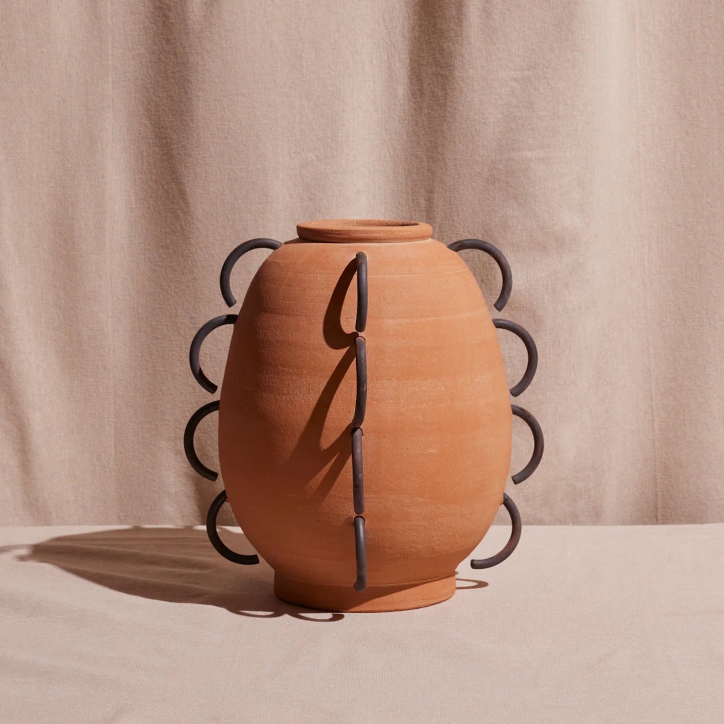 Ella Terracotta Scalloped Vessel – Handcrafted Decorative Accent
