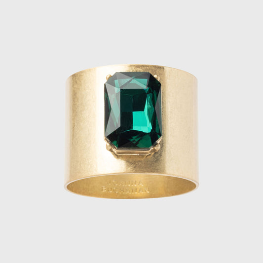 Single Gem Napkin Rings Emerald Set of Two Dramatic Table Gift  Accent