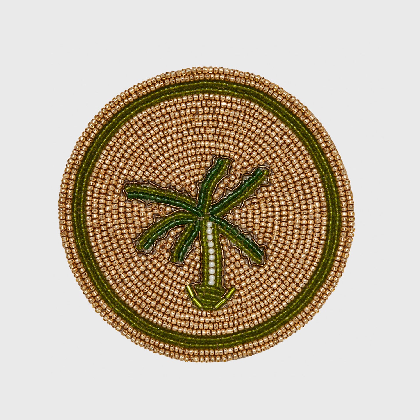 Palm Tree Hand-Beaded Coasters, Tropical Summer Hostess Gift Set Four