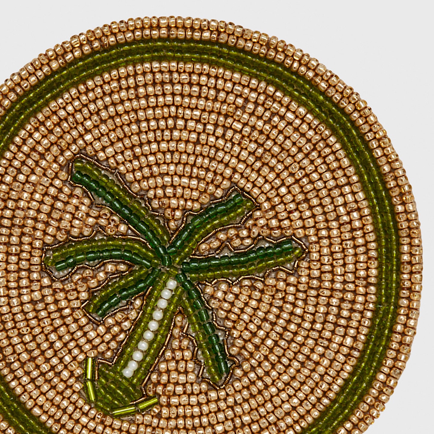 Palm Tree Hand-Beaded Coasters, Tropical Summer Hostess Gift Set Four