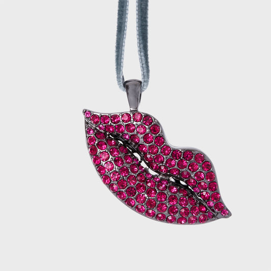 Sparkle Lips Hanging Ornament Hot Pink Lips Crystal Tree Gift Accent X