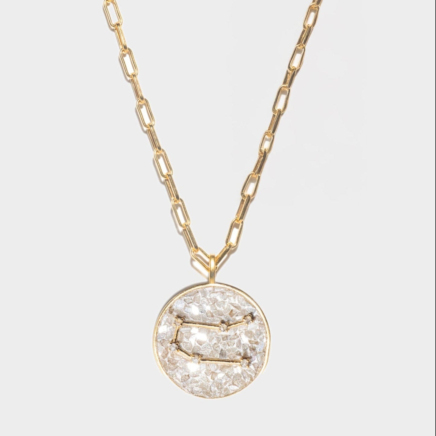 Gemini Gold Vermeil Pendant Necklace with Diamonds