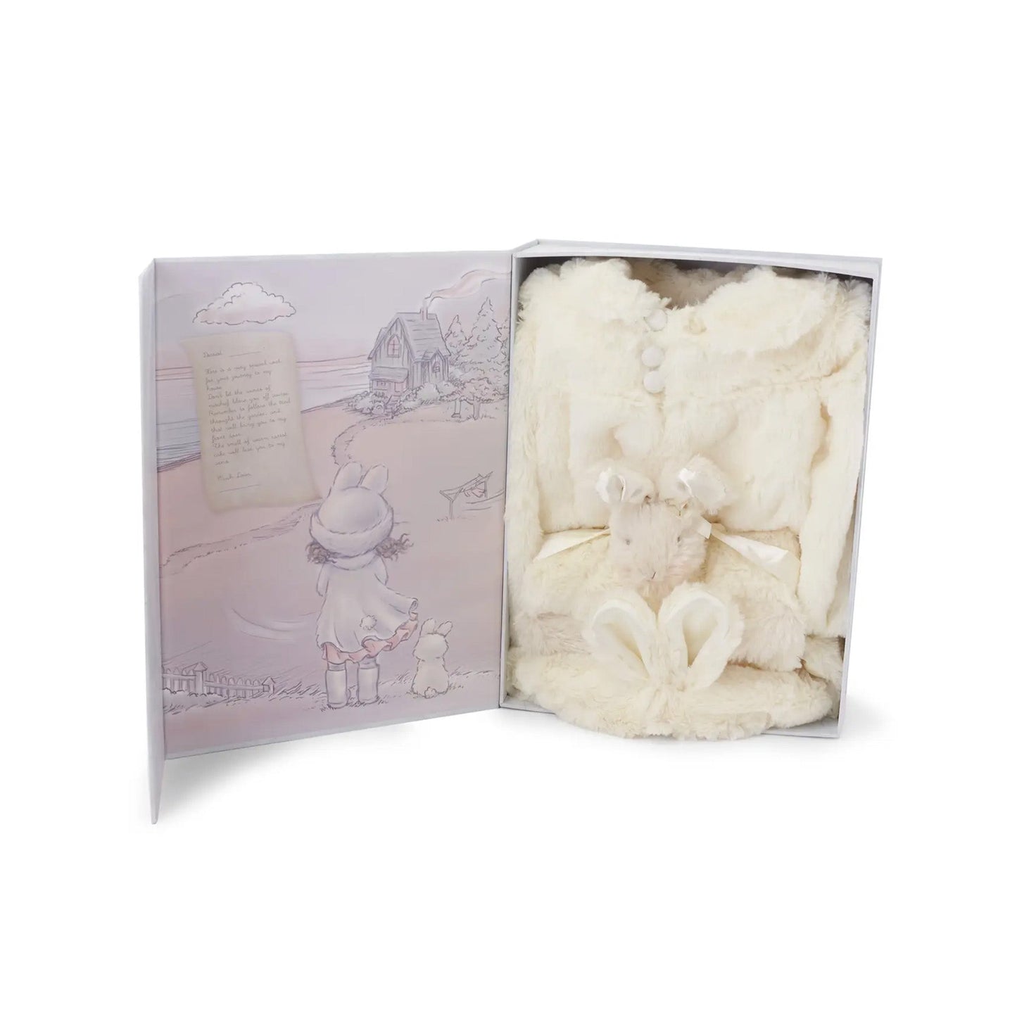 Plush Children’s Faux Fur Swing Coat Set with Bunny Ears