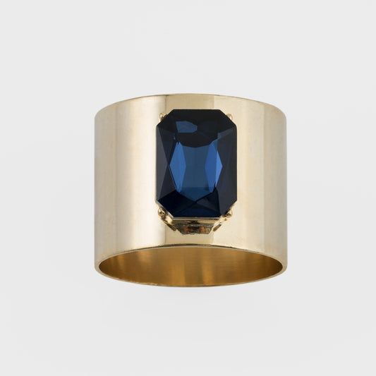 Single Gem Napkin Rings Navy Set of Two Jewel Tone Table Gift US Style