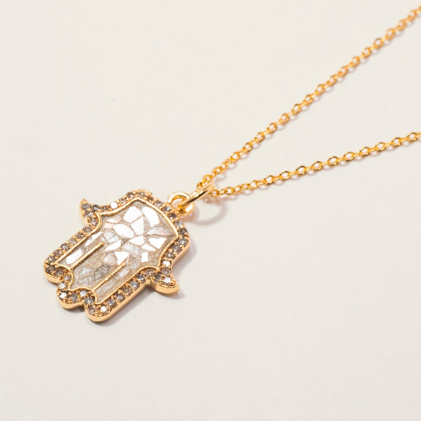 Hamsa Gold Vermeil Pendant Necklace with Diamonds
