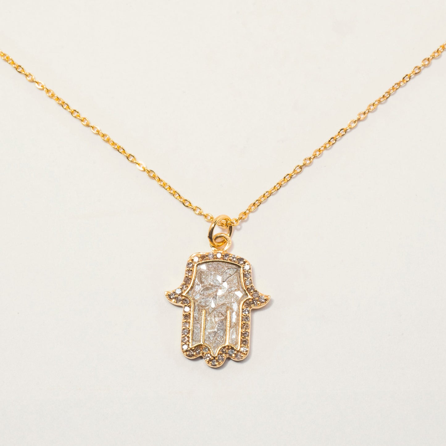 Hamsa Gold Vermeil Pendant Necklace with Diamonds