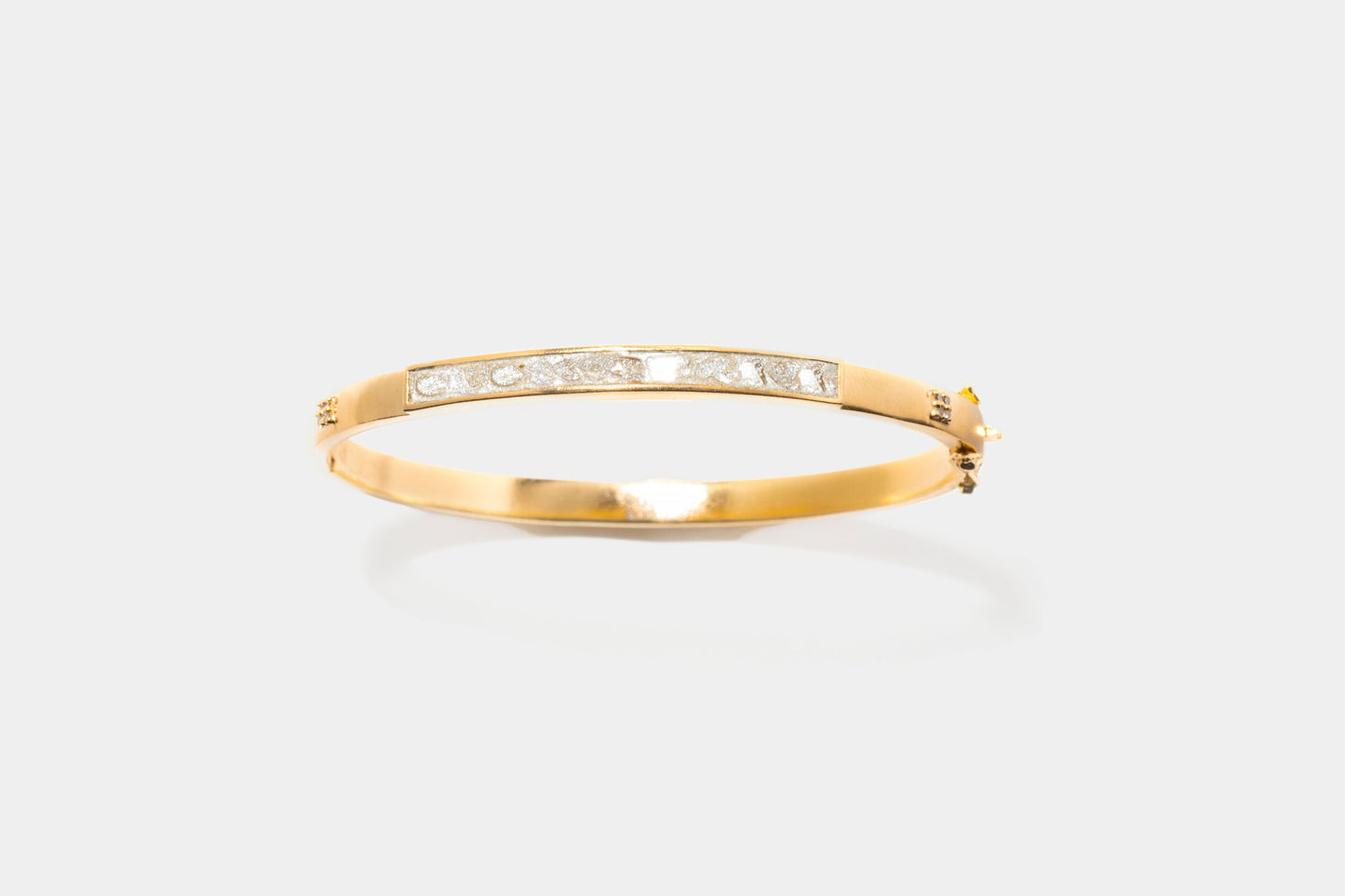 Hapur Clasp Gold Vermeil Bangle Bracelet Raw Diamonds and Resin Detail