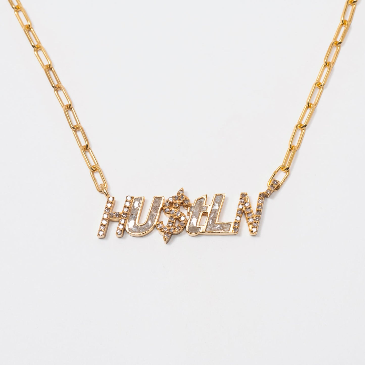Hustln Gold Vermeil Pendant Necklace with Diamonds
