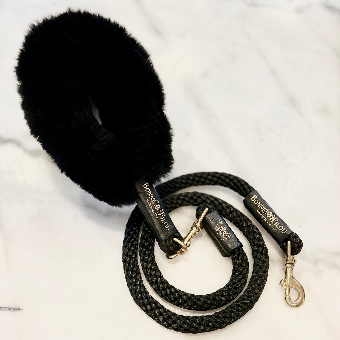 Luxury Shearling Grip + Durable Rope Dog Leash Bundle – 5ft