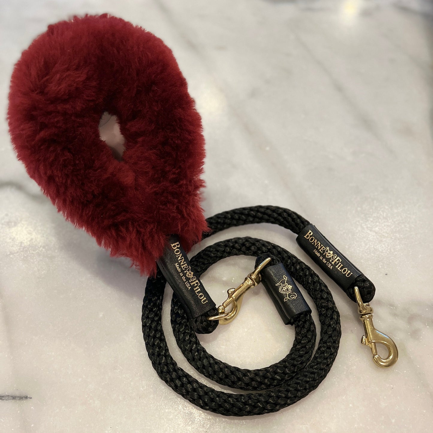Luxury Shearling Grip + Durable Rope Dog Leash Bundle – 5ft