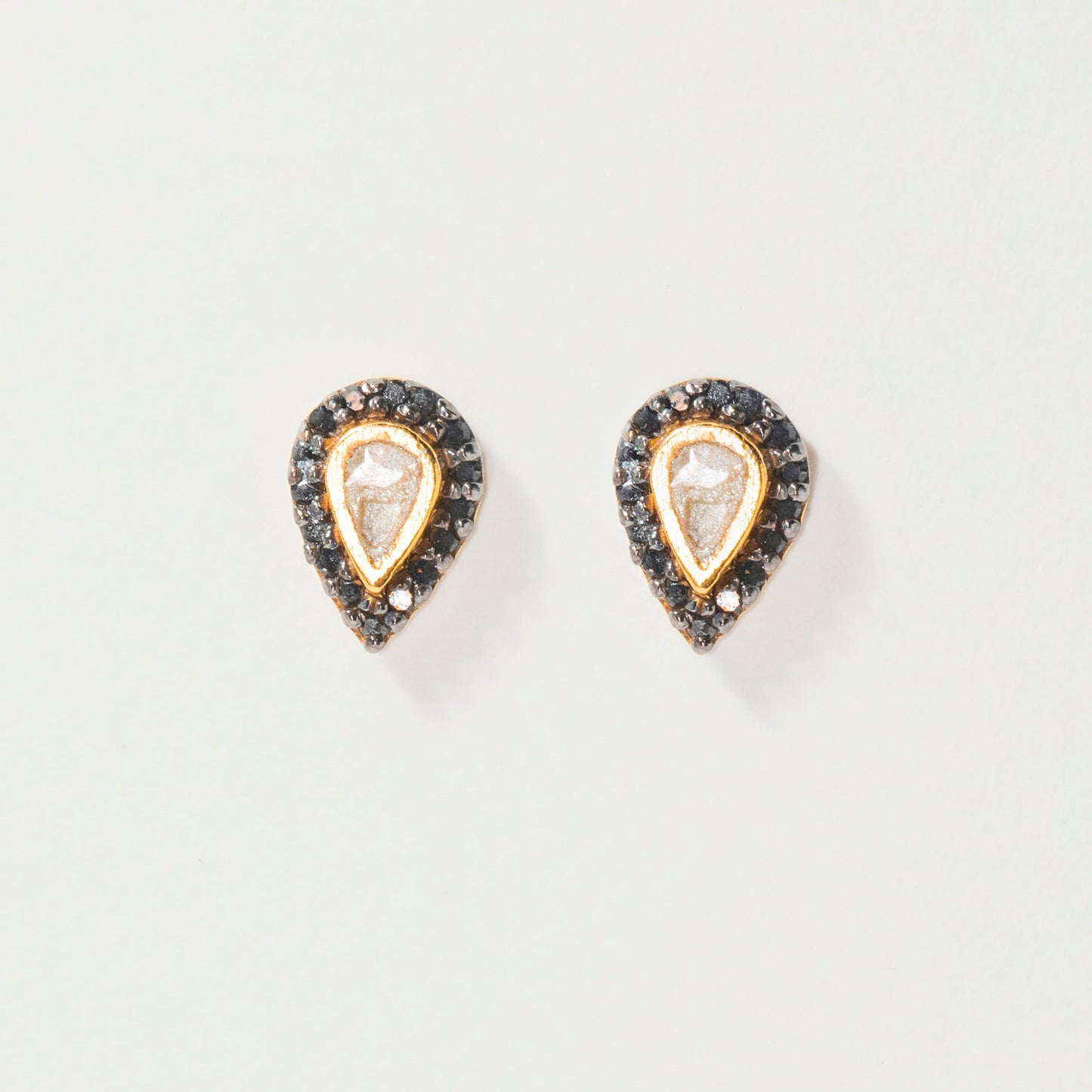 Irving Gold Vermeil Stud Earrings with Raw Diamonds