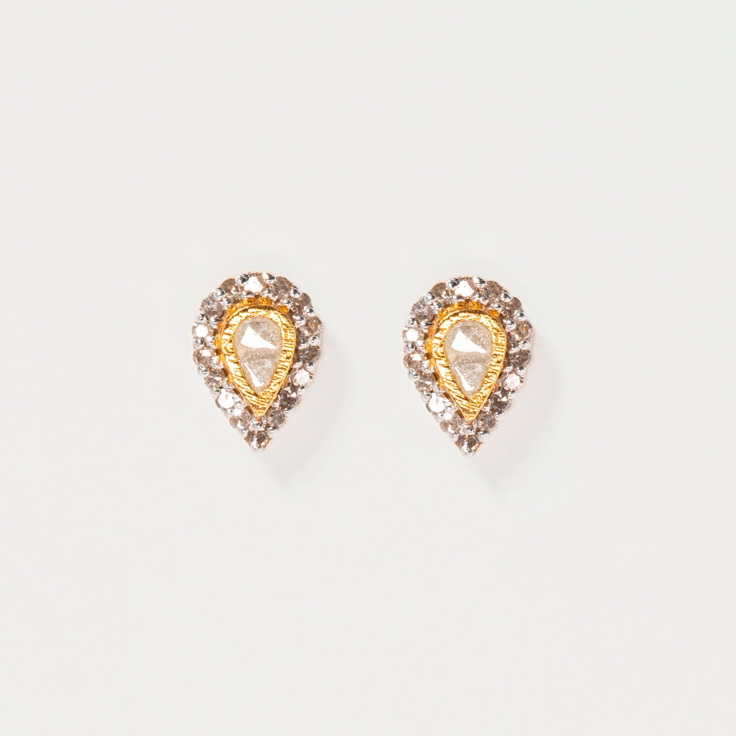 Irving Gold Vermeil Stud Earrings with Raw Diamonds