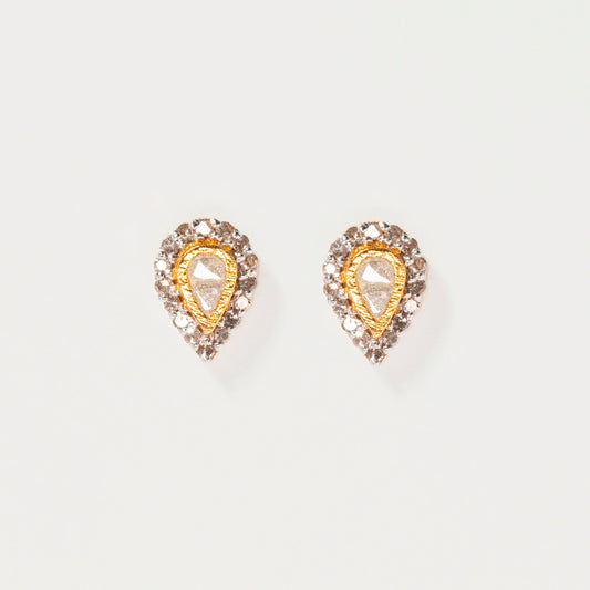 Irving Gold Vermeil Stud Earrings with Raw Diamonds